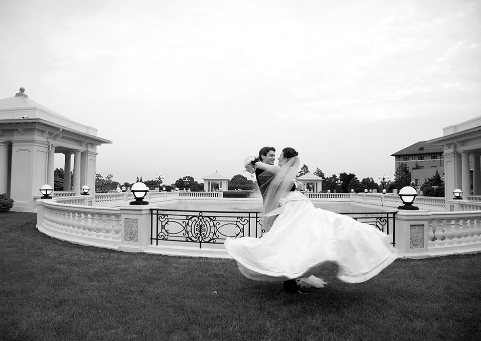 Bridal couple twirling at The Hotel Hershey